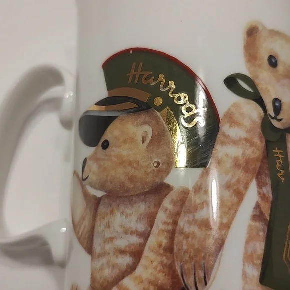 Vintage Harrods White Teddy Bear  Fine Bone China Mug Gold script 4 3/4” H - Picture 9 of 10